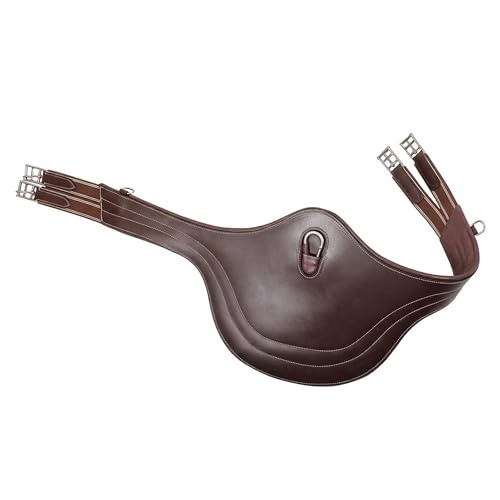 ARBO-INOX Stollenschutzgurt anatomischer Sattelgurt – Bauchschutz beim Reiten – Leder mit Elastikeinsätzen | 105-135 cm Längen | Braun oder Schwarz