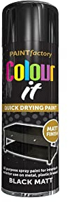 PNJB, Matt Black Color Aerosol Spray Paint Can 250 ML, Fast Dry Excellent Coverage Adhesion- BLACK MATT Spray Paint Auto DIY Purpose Color Aerosol (1 Pcs)