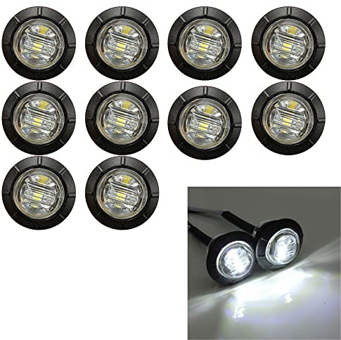 GSRECY 1,9 cm versiegelte runde 24 V LED vorne hinten Seitenmarkierungsleuchte wasserdicht Bullet Clearance Markierungsleuchte für Pkw, LKW, Busse, Reisebusse (weiß, 24 V)