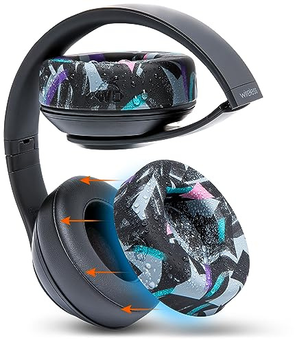 WC SweatZ Studio - Patented Covers for Beats Studio 3 (A1914) & 2 (B0500) | Made by Wicked Cushions | Made with Premium Silicone | Also fits B0501 | 90's Black