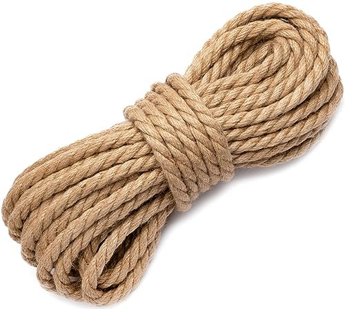 Abio Juteseil 6mm 15m 100% Natur Deko Seil Kordel Jute Hanfseil Naturfasern Juteschnur Tau Garten Seil Jutekordel Tauwerk Outdoorseil Gartenseil dekoratives Element Juteseil 6mm 15m