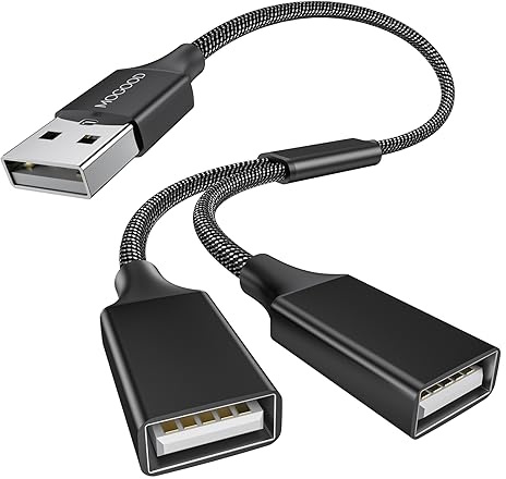 MOGOOD USB y Splitter Adapter Dual USB 2.0 Power Cord Extension Type A Splitter Cable for Charging/Data Transfer/Laptop/Mac/Car