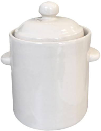 rg-vertrieb Sauerkrauttopf Keramikfass Steingut Einlegetopf Gurkentopf Tontopf Steinguttopf Gärtopf Keramiktopf Volumen (10L Creme)