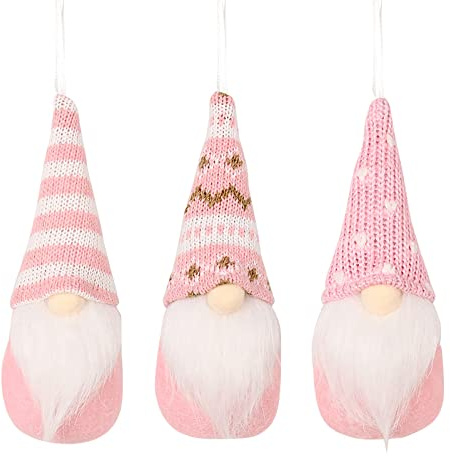 Weihnachtsdeko 3 Stück Weihnachten Kleiner Plüsch Wichtel Gnom Weihnachtsdeko, Handgemachte Süße Mini Tomte Schwedischer Baumschmuck GNOME Christbaumschmuck, Geschenk für Kinder Weihnachten