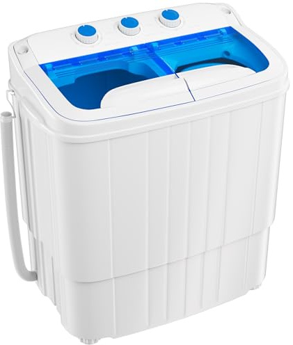 Superday Portable Washing Machine, 16lbs Mini Compact Twin Tub Washing Machine Laundry Compact Washer spinner Combo, Portable Washer Dryer Combo for Home/Apartment/Dorms/RV(Blue)