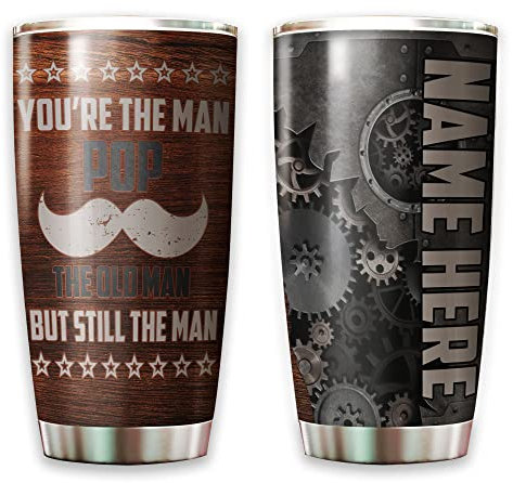 Insulated Travel Mug 590ml Tea Cup with Straw and Lid Thermal Coffee Cup for Sister Christmas Birthday Custom Name Pop Tumbler You're The Man The Old Man But Still The Man