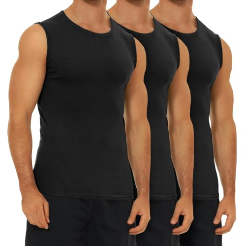 FALARY Men's Vest Top Sleeveless T-Shirts Classic Undershirts Black 4XL