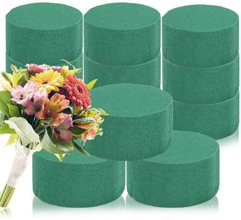 BESSVWELL 12pcs Round Floral Foam, Artificial DIY Round Floral Foam Wet Brick Florist Foam Blocks oasis for artificial flowers for Wedding, Party, Photography and Framing, Decoration