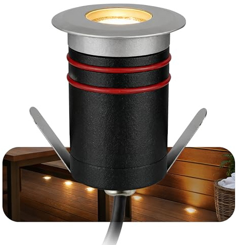 SSC-LUXon JAVO Bodeneinbaustrahler Mini IP67 warmweiß Ø47mm 230V Silber | Kompakter Erdstrahler begehbar - Wegbeleuchtung für Garten, Pfade & Terrasse, wetterfest IP67, direkt an 230V, warmweiß