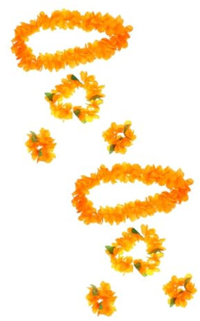 QUMIIRITY 2 Sets 4-teiliges Hawaii-halsketten-Set Mit Blumenmuster Handgefertigte Lei-girlanden Tropische Strandparty-Requisiten Hawaiianische Haar-Accessoires Wiederverwendbar ()