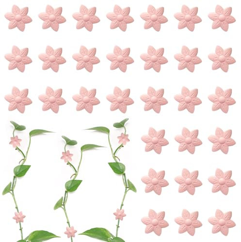 60 Stück Pflanzenclips für Kletterpflanzen, Pflanzenhalter Wand, Pflanzenwand Kletterpflanzen Halterung Pflanzenklammern Befestigung, Plant Climbing Wall Garten Pflanzen Stängel zum Gemüse (Rosa)