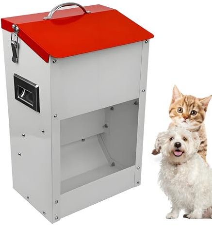 Gravity Automatic Cat Feeder Galvanized Small Animal Feeding Trough Food Dispenser for Cats Puppy 13L Outdoor Pets Feeder