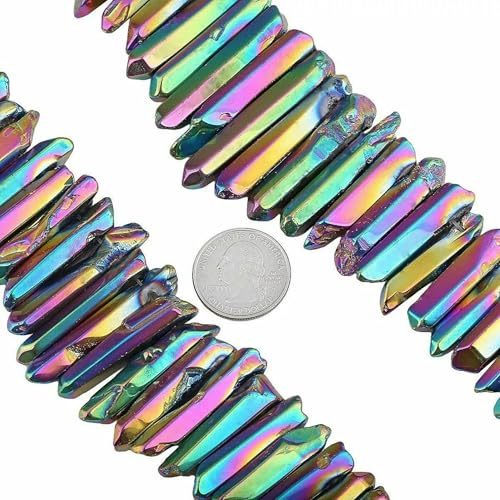 10 Regenbogen Quarz Punkte Anhänger Perlen Titan beschichtet Spike Tropfen Schmuck-Standard
