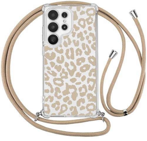 Ciciber Ttusy Handykette Hülle für Samsung Galaxy S24 Ultra mit Band, Durchsichtig Muster Leopard Case Weiches Silikon Schutzhülle mit Kordel zum Umhängen Necklace HandyHülle für Samsung S24 Ultra, 06