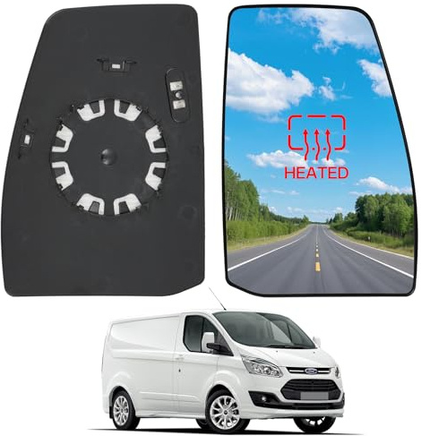 Convitex Heated Right Wing Mirror Upper Glass - Compatible with Ford Transit Custom 2012 Onwards Driver Side Door Wing Mirror Convex with Backing Plate