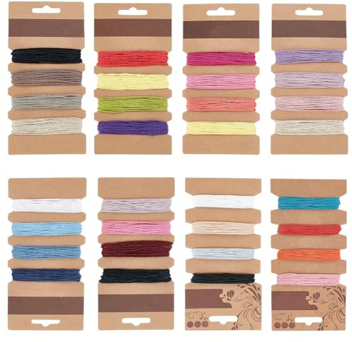 PH PandaHall 146.3m 8 Karten Gewachste Baumwollschnur Gewachste Perlenschnur 32 Farben 1mm Wachsschnurfaden Für Armbänder Makramee Perlenstickerei Schlüsselanhänger Basteln