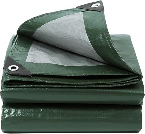 Lona impermeable y resistente para exteriores, 3,7 x 3,7 m, 130 g/m², cubierta de lona de polietileno con ojales, resistente a los rayos UV y al desgarro, para patios, jardines, gallineros