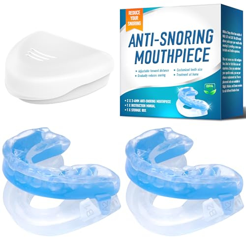 Férula antironquidos anti Snoring Mouth Guard - Tope para ronquidos, boquilla (moderada), avance de la mandíbula inferior 3-4 mm
