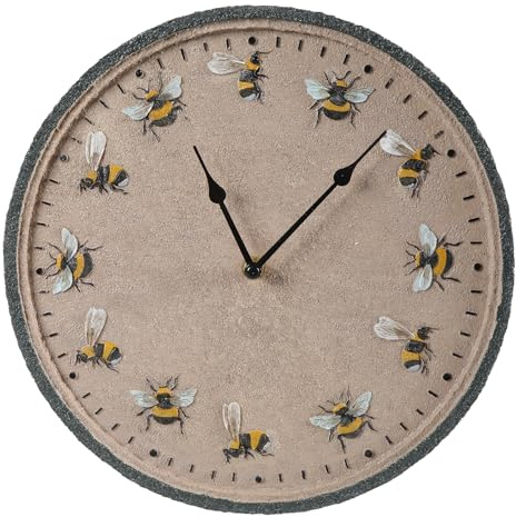 YUOIUX Orologio da giardino impermeabile da 30,5 cm, orologio decorativo da parete con api orologio da esterno per soggiorni, ufficio, bagno, cucina