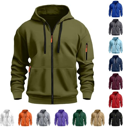 Felpa con Cappuccio e Cerniera Tinta Unita da Uomo Felpe con Tasche e Polsini Elastici Leggera e Funzionale Maglia Semplice Elegante Classici Maglie Casual Pullover Sportiva Hoodie Autunno e Inverno