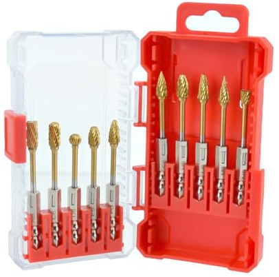 Juego De Fresas De Carburo,10 Piezas Accesorio Amoladora De Tungsteno - Brocas Rotativas De Carburo Con Vástago De 6.35 Mm Para Desbastar Metal Madera Tallar Grabar Pulir Taladrar