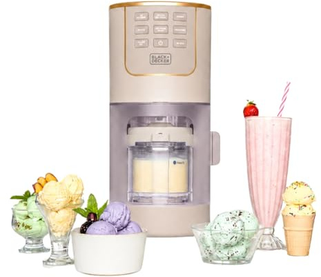 BLACK+DECKER Ice Cream Maker for Families & Kids – Make Protein, Keto & Dairy-Free Ice Cream, Gelato & Milkshakes at Home – Easy Creamy Pint Machine with Mix-Ins