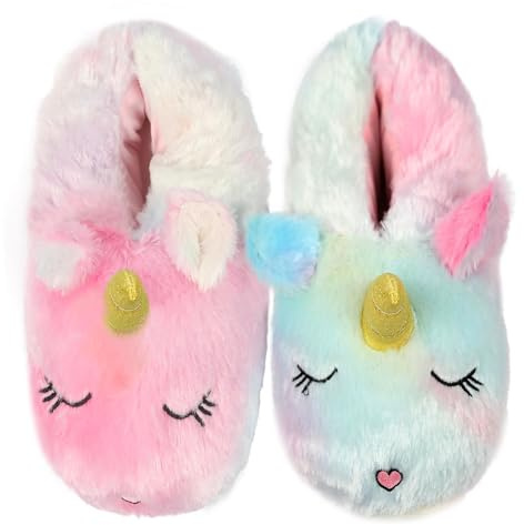 A2Z Kids Ladies Girls Womens Unicorn Slippers Soft Warm Plush 3D Animal Face Indoor Footwear - Slipper Unicorn 11/12 UK CH