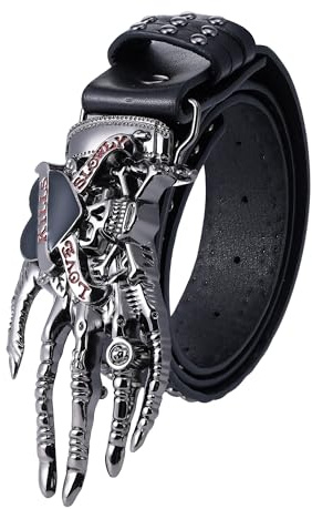 Manfnee Nietengürtel Metall Punk Rock Nietengürtel für Männer Frauen Ledergürtel für Jeans Hosen