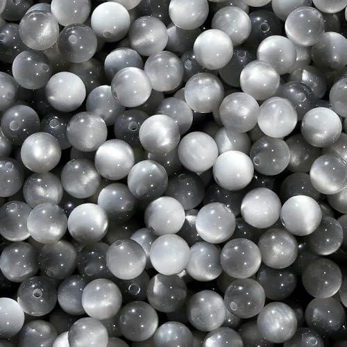 30pcs/lot 8/10/12mm Resin Cat Eye Round Seed Beads Jewellery Making DIY Jewelry Materials Bracelet Necklace Supplies Accessories-30PCS Grey-10mm