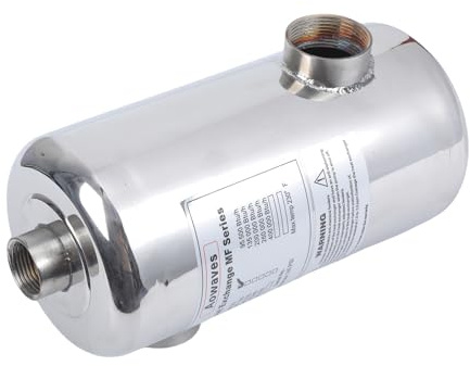 PURPLELILY Intercambiador de calor de piscina de acero inoxidable de 24 kW, calentador de temperatura constante, calentador de temperatura constante de acero inoxidable para agua caliente y fría