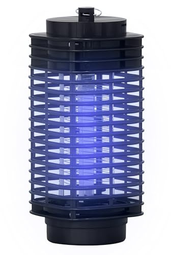 Outsunny Lampe Anti-Moustique électrique LED 3W avec Crochet d'attache, Tue-Mouche électrique, piège à Moustique, Lampe Anti-Mouche pour extérieur et intérieur, Noir