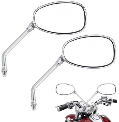 Umllpet Motorrad Rückspiegel Universal, Chrom Spiegel mit M10 Schrauben