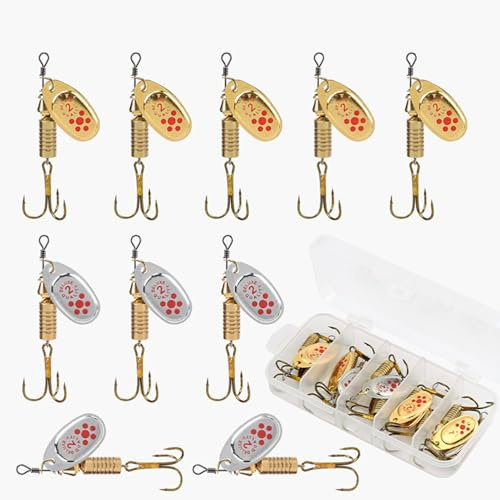 Lot de 10 Leurres De Pêche pour La Pêche À La Truite | Cuillères De Pêches en Eau Salée | Poisson Persique, Brochet Saumon Bass Fishing Tackle | Accessoires De Pêches Légers Et Attractifs