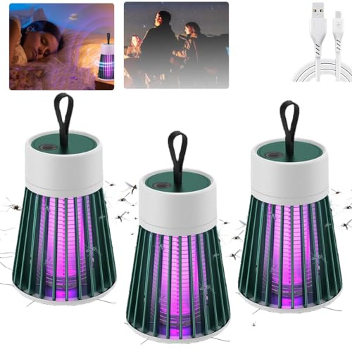 Lampe Anti-Moustiques 2026 – Tue-Moustiques Portable Rechargeable USB, Imperméable pour Intérieur et Extérieur, Idéal pour Maison, Camping et Pique-Nique (Green-3PCS)