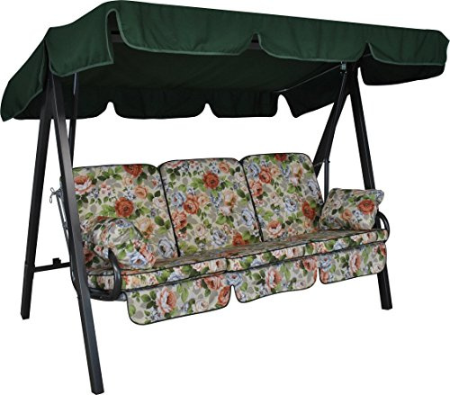 ANGERER Hollywoodschaukel Select beige-bunt geblümt | Gartenschaukel Made in Germany, Schaukel zum Sitzen, Liegen und Entspannen, inklusive Bett-Funktion, einfache Montage