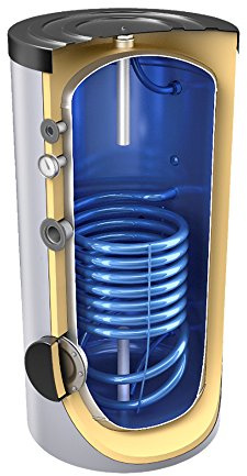 400 Liter emaillierter Solarspeicher/Warmwasserspeicher/Trinkwasserspeicher, mit 1 Wärmetauscher, inkl. Isolierung, Magnesiumanoden und Thermometer