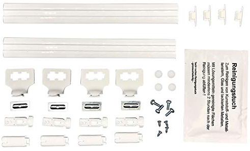 Klebeleisten für Plissees - Klebeschienen-Set inkl. Trägern und Spannschuhen - bohrfreie Klebemontage am Aluminium- oder Kunststoffrahmen - Hier bis 75 cm Breite - ps QUICKFIX