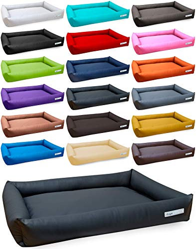 dogsfavorite, Hundebett Starter Visco aus Kunstleder, Hundekissen, orthopädisch, 120 x 90 cm, dunkelgrau
