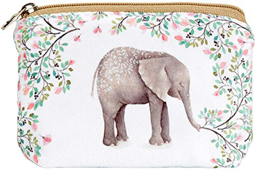 Women and Girls Cute Fashion Coin Purse Wallet Bag Change Pouch Key Holder (Forest Elephant)