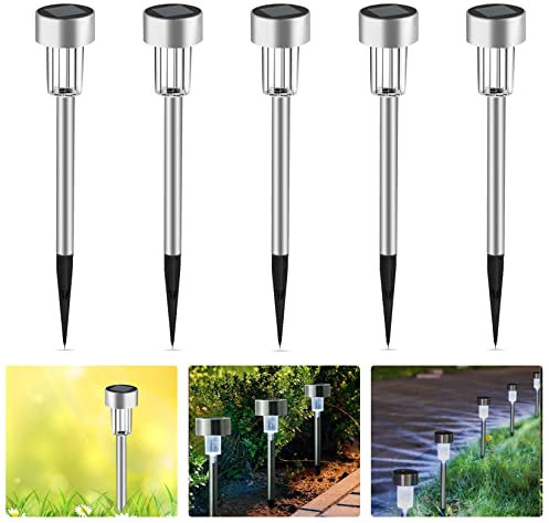 LEDGLE Lampade Solari Giardino LED Faretti Esterno da Terra Illuminazione Pathway Luci IP44 Impermeabile per Prato, 5 Pezz