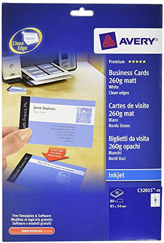 Avery ZWECKFORM 3 Hüllen mit 80 Visitenkarten (85 x 54 mm) Tintenstrahldrucker matt 260 g