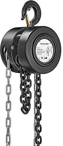 SPECSTAR Hand Chain Hoist 1250kg Capacity 3m with 2 Heavy Duty Hooks Manual Chain Fall for Warehouse Building Automotive Machinery