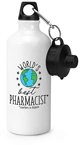 Gift Base World's Best Pharmacist Sports Bottle Water Gym 600ml White