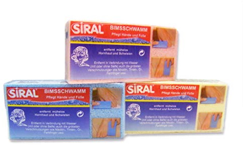 Siral - Bimsschwamm zur Pflege für Hand & Füße - 3 Stück farbig sortiert