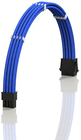 LINKUP - AVA 50cm EPS 8 Pin (4+4) CPU ATX Motherboard PSU Power Supply Braided Sleeved Custom Mod PC Extension Cable w/Combs | Strong & Stiff Design | Single Pack | 500mm - Blue