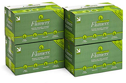 4 x 200 Flamers Natural Fire Lighters for Wood Burner Firepit Bbq Pizza Oven Fireplace Chimenea Barbecue Fire Starter - Firestarter for Kiln Dried Kindling Log Coal Charcoal Briquette