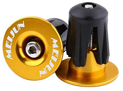 Alomejor 2 Stück Fahrrad Lenker Endstopfen Bunte Aluminiumlegierung Bike Bar Grip Plug Fahrradlenker Endkappen für Mountainbike Rennrad(Gold)