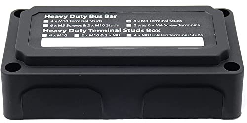 Tiardey Black 300A Bus Bar Box Heavy-Duty Modul Design Stromverteilungsblock mit 4X M8 Bolzenklemme Batterieanschlussblock 12V - 48V DC für Marine Auto Solar