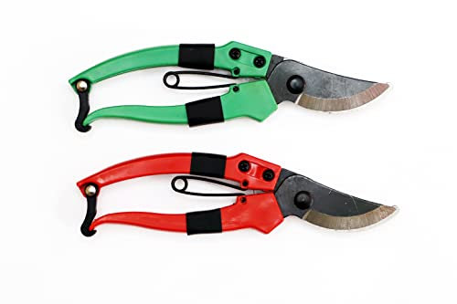 Tijeras de podar. Tijeras de podar para jardineria con sistema de corte tipo Bypass y resorte telescópico. Tijeras de podar pequeñas 19cm, ideales para huertos, árboles frutales, bonsai, flores.
