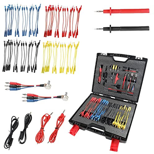 Stück Messleitungen für Multimeter, Messleitungen Prüfkabel Kit mit 4mm Bananenstecker Kabel, Krokodilklemmen, Teststifte, Bananen-Stecker-Adapter, Jumper Kabel für Digitales Multimeter (92)